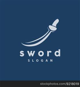 Sword Logo, War Weapon Line Simple Design, Vector, Symbol Template Icon