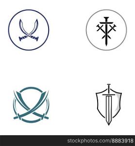 Sword, shield and king&rsquo;s sword logo. Logo vector design.