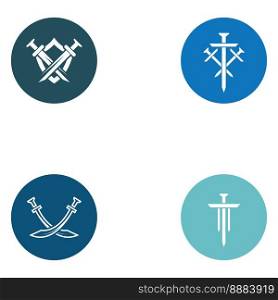Sword, shield and king’s sword logo. Logo vector design.