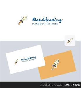Sword vector logotype with business card template. Elegant corporate identity. - Vector