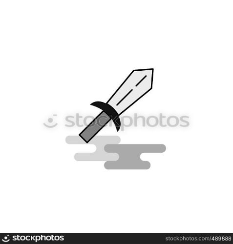 Sword Web Icon. Flat Line Filled Gray Icon Vector