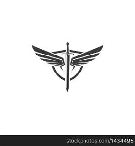 sword wings logo icon vector illustration design template