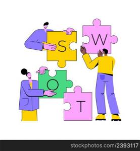 SWOT analysis abstract concept vector illustration. SWOT matrix, strategy building, corporate project planning, business competition, decision making, preventive crisis management abstract metaphor.. SWOT analysis abstract concept vector illustration.