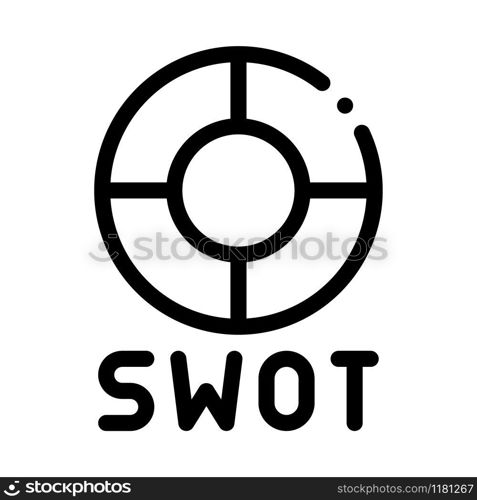 Swot Circle Form Icon Vector. Outline Swot Circle Form Sign. Isolated Contour Symbol Illustration. Swot Circle Form Icon Vector Outline Illustration