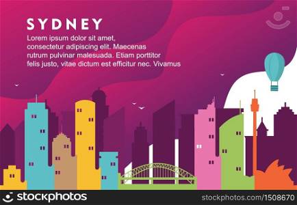 Sydney Australia City Building Cityscape Skyline Dynamic Background Illustration