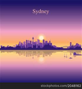 Sydney city silhouette on sunset background vector illustration