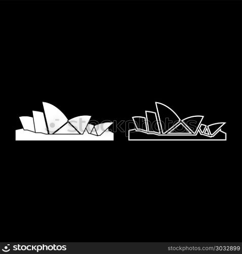 Sydney Opera House icon set white color vector illustration flat style simple image outline