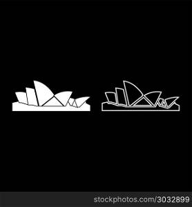 Sydney Opera House icon set white color vector illustration flat style simple image outline