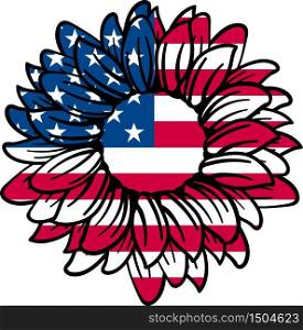 Symbol 4th of July, USA patriotic sunflower flag