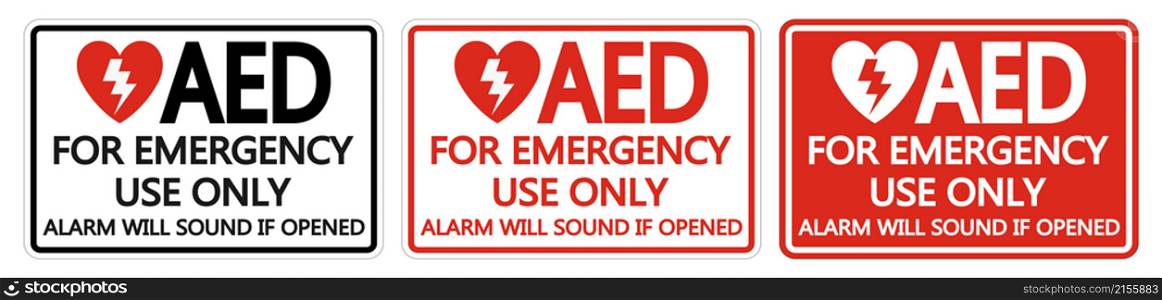 Symbol AED Sign label on white background