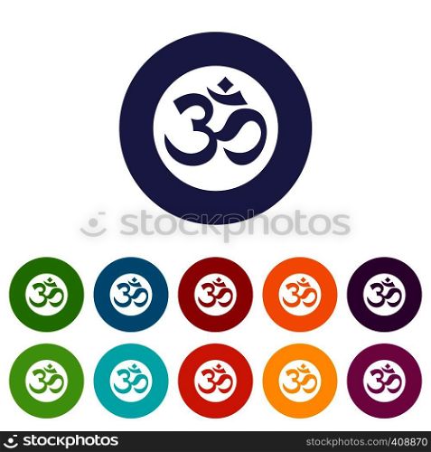 Symbol Aum set icons in different colors isolated on white background. Symbol Aum set icons