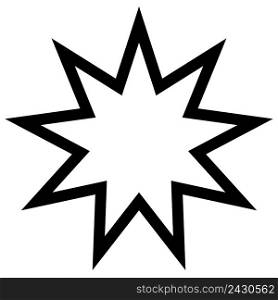 symbol Bahai star of nine angles, nine is a sacred number, a vector a symbol of the Baha&rsquo;i Faith