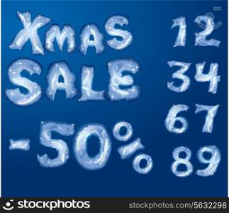 Symbol Christmas SALE, numerals and letters are made by hoarfrost