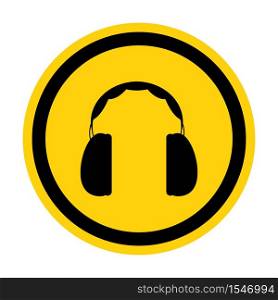 Symbol Ear Protection Required Sign Isolate On White Background,Vector Illustration EPS.10