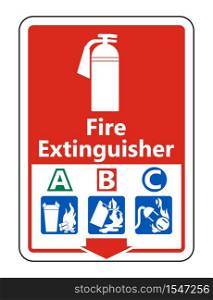 Symbol Fire Extinguisher A B C Sign on white background,Vector illustration