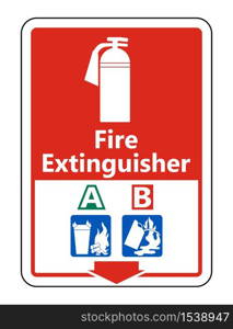 Symbol Fire Extinguisher A B Sign on white background,Vector illustration