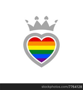 Symbol heart with crown with flag rainbow lgbt pride