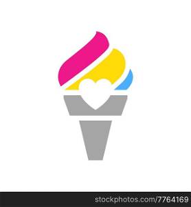 Symbol ice cream with pansexual pride flag lgbt