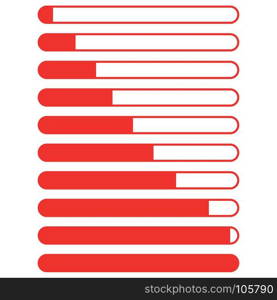 Symbol loading red colour different percent.. Symbol loading red colour different percent set.