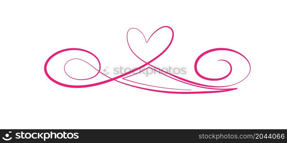 symbol of eternal love. The heart and the infinity sign. Calligraphy illustration for creative design of love declaration, Valentine&rsquo;s day, wedding. Flat Style