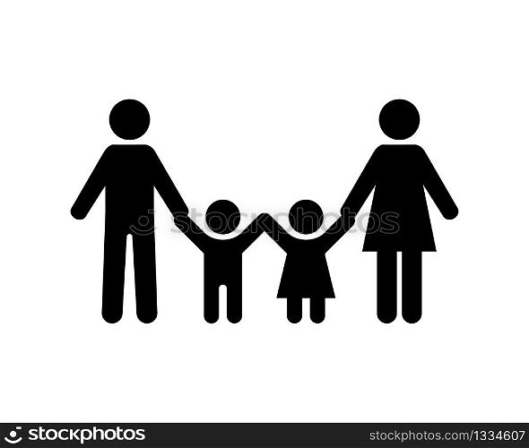 Symbol of friendly happy family. Father with mother son and daughter. Stock vector illustration. EPS 10