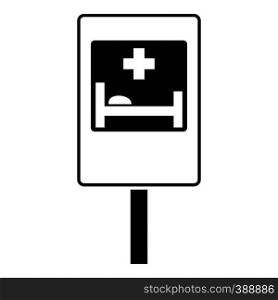 Symbol of hospital road sign icon. Simple illustration of symbol of hospital road sign vector icon for web. Symbol of hospital road sign icon, simple style