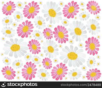 Symbol of Love, Background of Pink and White Daisy or Gerbera Flowers in A Green Garden for Home and Building Decoration.
