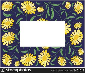 Symbol of Love, Frame of Bright and Beautiful Yellow Daisy or Gerbera Flowers.