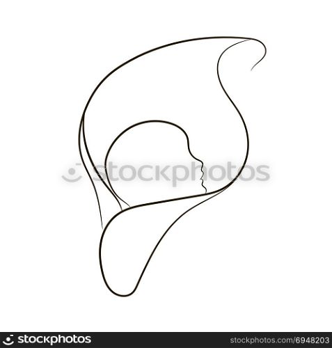 Symbol of natural Childbirth . Natural childbirth, vector symbol in simple lines