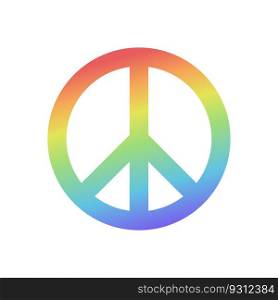 Symbol of peace. Rainbow gradient design. Vector illustration of isolated sign of peace. Pacifistic concept. Colorful icon on white background.. Symbol of peace. Rainbow gradient design. Vector illustration of isolated sign of peace. Pacifistic concept. Colorful icon on white background