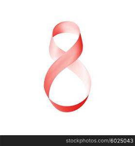 Symbol of red ribbon for 8 March. International Women&amp;#39;s Day. Vector illustration.