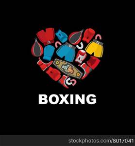 Symbol of the heart of boxing gear: helmet, shorts and boxing gloves. I love boxing.&#xA;