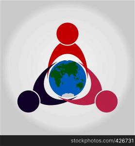 Symbol of unity of different people, concern for the world and ecology, flat design
