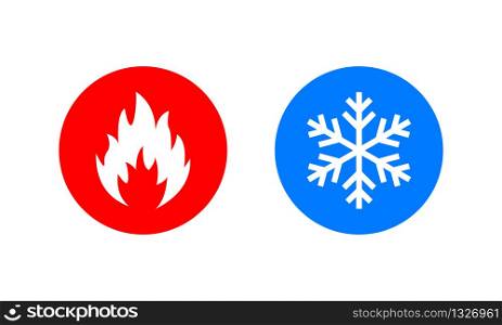 Symbol of warmth and cold. Heat and cold sign. Freezing and fire icon. Vector EPS 10
