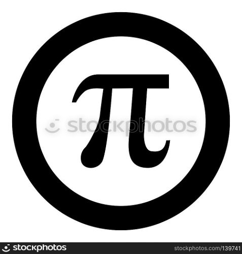 Symbol Pi icon black color in round circle vector illustration