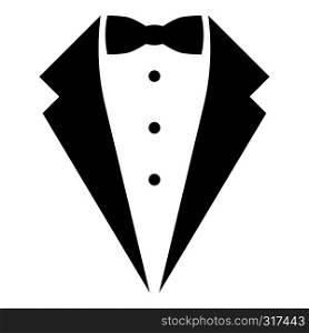 Symbol service dinner jacket bow Tuxedo concept Tux sign Butler gentleman idea Waiter suit icon black color vector illustration flat style simple image
