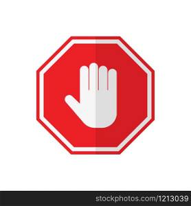 symbol stop hand in flat style, vector illustration. symbol stop hand in flat style, vector