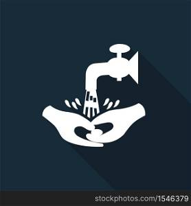 Symbol Wash Your Hands Please Isolate Isolate On Black Background,Vector Illustration