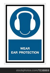 Symbol wear ear protection Sign Isolate On White Background,Vector Illustration EPS.10