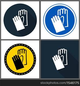 Symbol Wear Hand Protection sign Isolate On White Background,Vector Illustration EPS.10