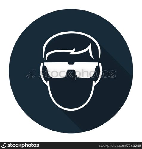 Symbol Wear Safety Glassed on black background,Vector illustration