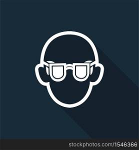 Symbol Wear Safety Glasses Sign on black background,Vector illustration