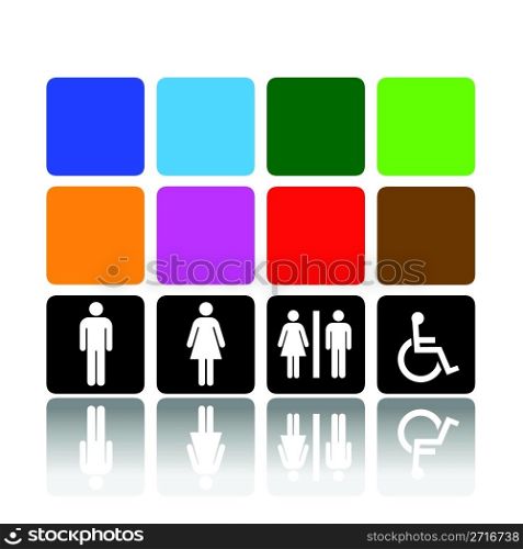 symbols for toilet, washroom, restroom, lavatory.