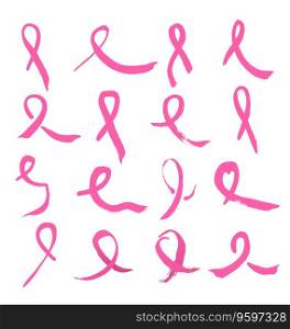 Symbols of breast cancer awareness vector image