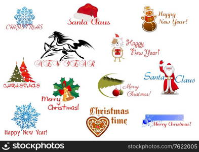 Symbols of Christmas and New Year for holiday design
