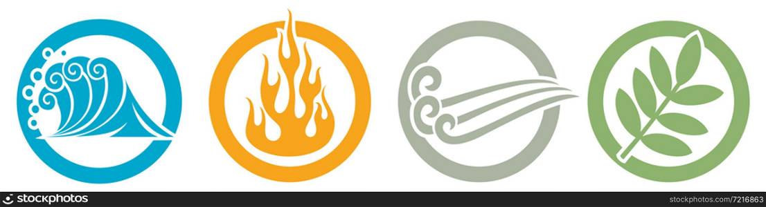 Symbols of four elements - water, fire, air and earth vector