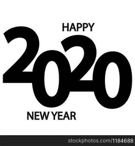 Symbols of the beginning of the new 2020 year. Date Digit Icons on Black and White Background. Symbols of the beginning of the new 2020 year. Date Digit Icons on Black and White