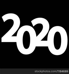 Symbols of the beginning of the new 2020 year. Date Digit Icons on Black and White Background. Symbols of the beginning of the new 2020 year. Date Digit Icons on Black and White
