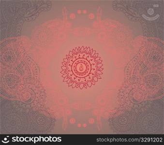 Symmetrical henna in red.
