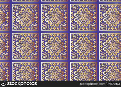 Symmetrical Orange Floral Pattern on Purple Background